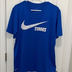 Nike Dri-Fit Tennis T Shirt Duke Royal blue White big Swoosh print men’s L